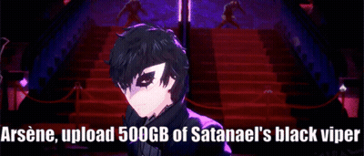 Video Game Character Arsene Upload 500GB Of Satanael's Black Viper GIF