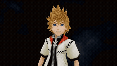 Video Game Character Blonde Hair Blue Eyes Standing In Dark GIF