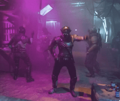 Video Game Character Dancing In Purple Smoke GIF