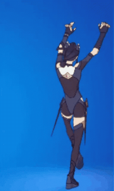 Video Game Character Dancing On Blue Background GIF