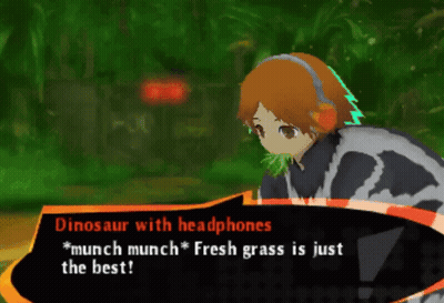Video Game Character Dinosaur With Headphones Munch Munch GIF