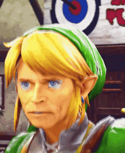 Video Game Character Face With Target Behind GIF