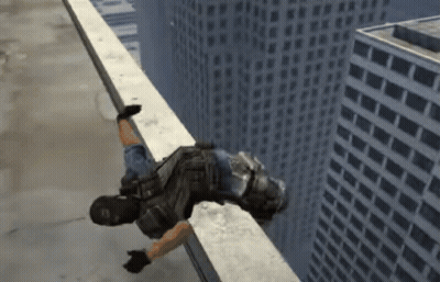 Video Game Character Falling Off Ledge GIF