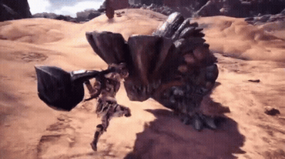 Video Game Character Fighting Monster With Hammer GIF