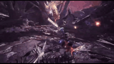 Video Game Character Fighting Monster With Sword And Shield GIF