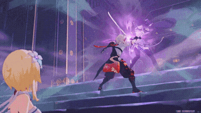 Video Game Character Fighting With Sword And Bow GIF