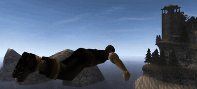 Video Game Character Flying Through Air GIF