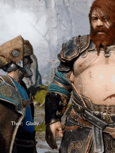 Video Game Character Gladly Says Thor Beside Man GIF