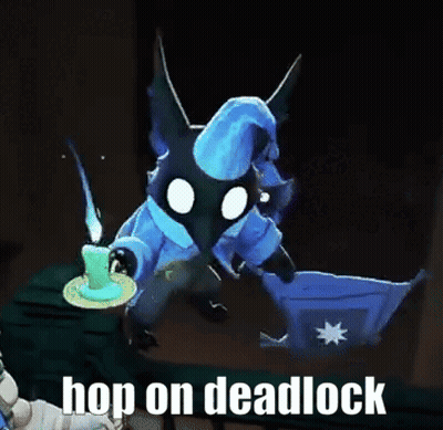 Video Game Character Holding Candle Says Hop On Deadlock GIF