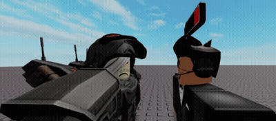 Video Game Character Holding Gun And Headphones GIF