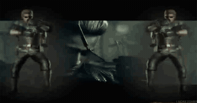 Video Game Character Holding Gun And Phone In Dark Room GIF