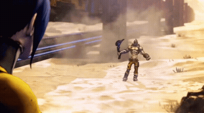 Video Game Character Holding Gun In Desert GIF