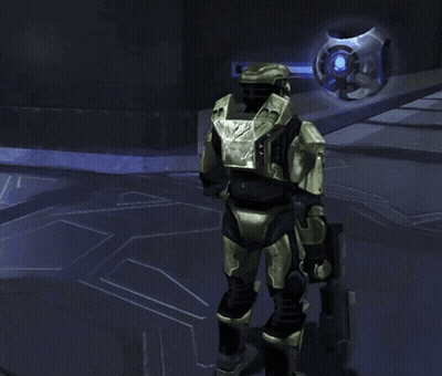 Video Game Character Holding Gun In Front Of Glowing Object GIF