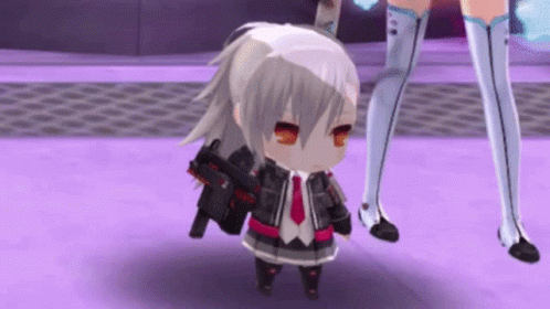 Video Game Character Holding Gun Next To Another GIF