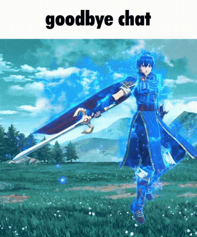 Video Game Character Holding Sword And Shield Saying Goodbye Chat GIF