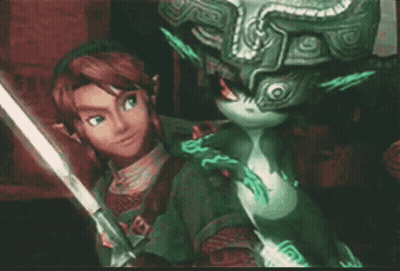 Video Game Character Holding Sword Next To Monster GIF