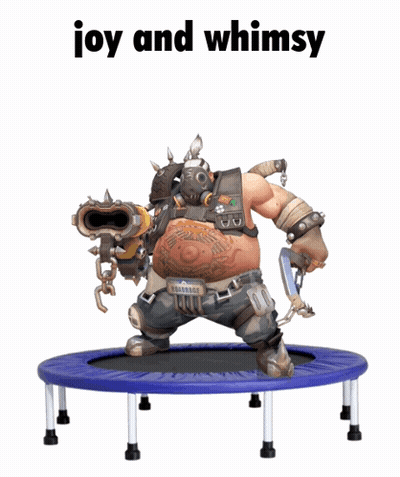 Video Game Character Jumping Blue Trampoline Joy And Whimsy GIF