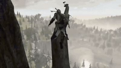 Video Game Character Jumping Off Cliff GIF