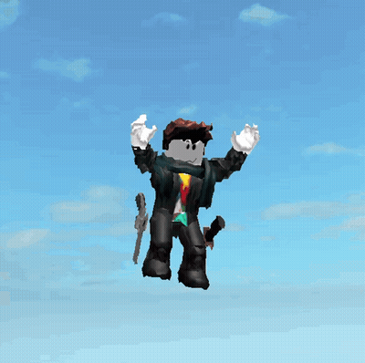 Video Game Character Jumping Victory Sign GIF