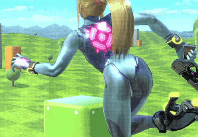 Video Game Character Kneeling On Green Block In Field GIF