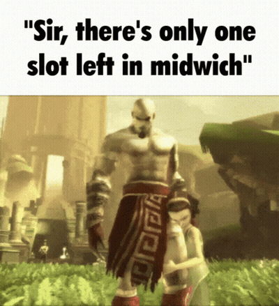 Video Game Character Next To Girl Saying Sir There's Only One Slot Left In Midwich GIF