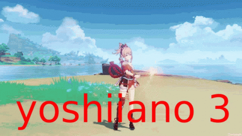 Video Game Character On Beach With Yoshiano 3 GIF