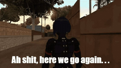 Video Game Character Saying Here We Go Again GIF