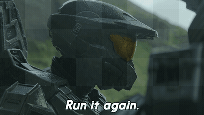Video Game Character Saying Run It Again With Helmet GIF