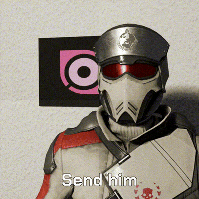 Video Game Character Saying Send Him In Front Of Pink Circle GIF