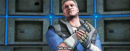 Video Game Character Saying Talk To Me Holding Grenade GIF