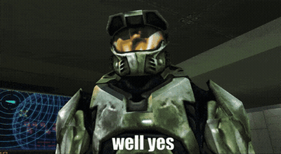 Video Game Character Saying Well Yes On Chest GIF