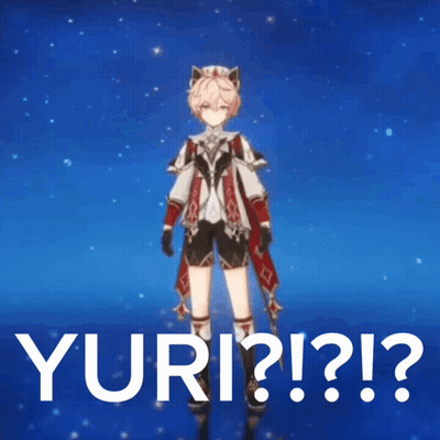 Video Game Character Saying Yuri In Front Of Blue Sky GIF