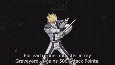 Video Game Character Says For Each Tuner Monster In My Graveyard It Gains 500 Attack Points GIF