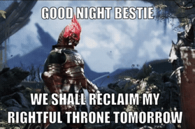 Video Game Character Says Good Night Bestie We Shall Reclaim My Rightful Throne Tomorrow GIF