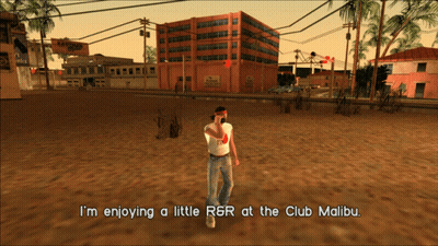 Video Game Character Says I'm Enjoying A Little RGR At The Club Malibu GIF