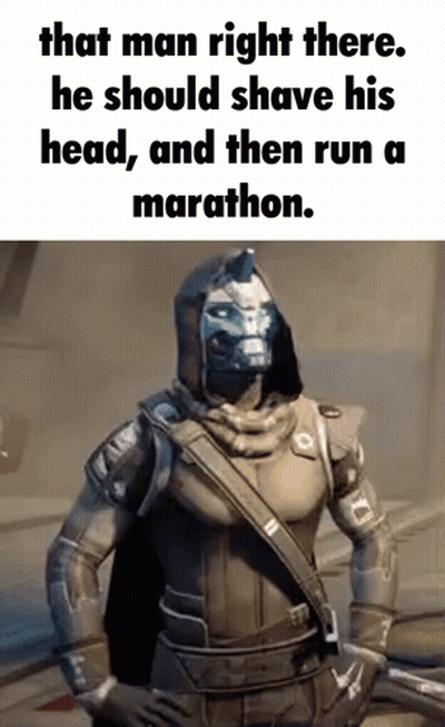 Video Game Character: Shave Head, Run Marathon GIF