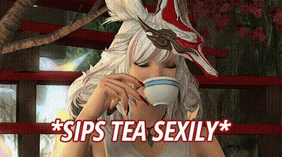 Video Game Character Sipping Tea Sexily GIF