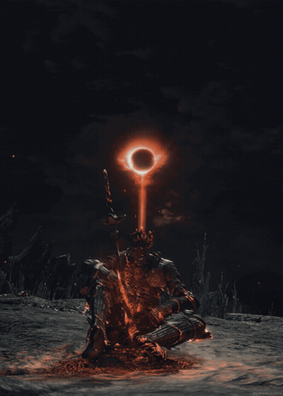 Video Game Character Sitting In Front Of Ring Of Fire GIF