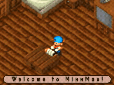 Video Game Character Sitting On Wooden Table Saying Welcome To Minnmax GIF