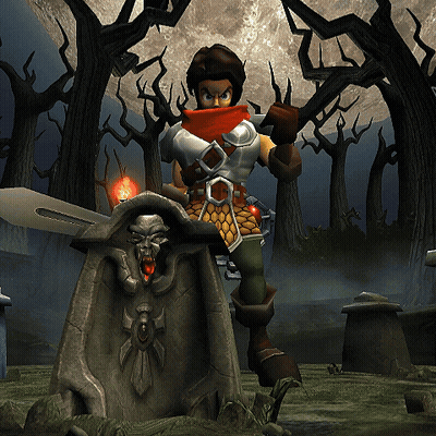 Video Game Character Standing By Gravestone GIF