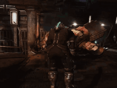 Video Game Character Standing In Front Of Screen With Cartoon Characters GIF