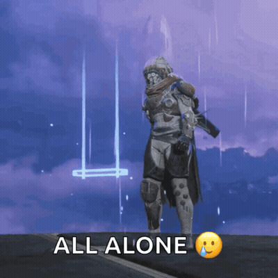 Video Game Character Standing In Rain Saying All Alone GIF