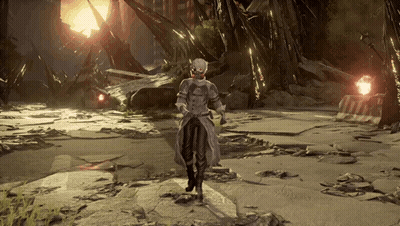 Video Game Character Standing On Rock In Forest GIF