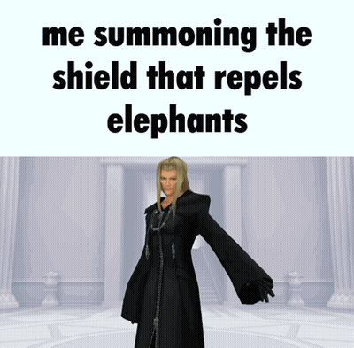 Video Game Character Summoning Elephant-Repelling Shield GIF