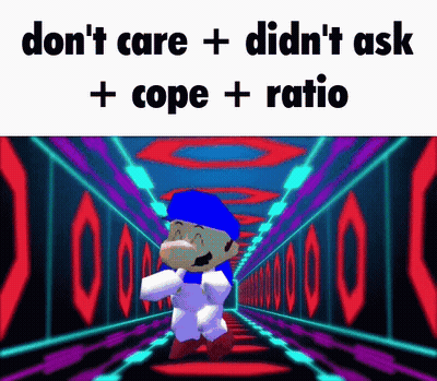 Video Game Character Walking Hallway Don't Care Didn't Ask Cope Ratio GIF