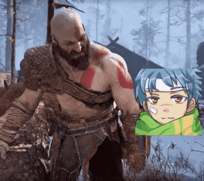 Video Game Character With Beard And Head Bandage GIF