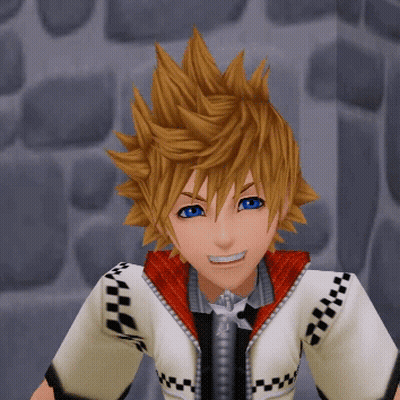 Video Game Character With Blue Eyes And Checkered Jacket GIF