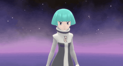 Video Game Character With Blue Hair And Letter G GIF
