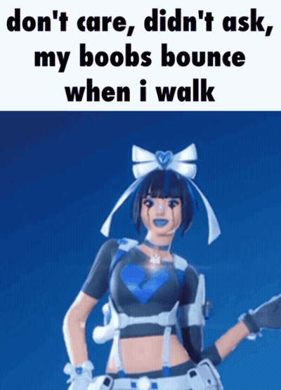 Video Game Character With Bow Says Don't Care Didn't Ask My Boobs Bounce