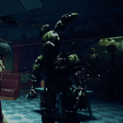 Video Game Character With Bunny On Head In Dark Room GIF
